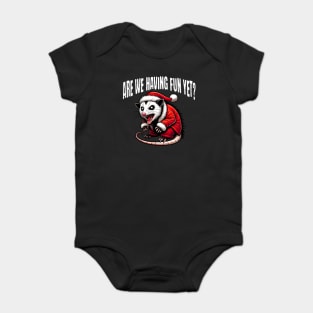 Sarcastic Hissing Santa Possum: Are We Having Fun Yet? Baby Bodysuit